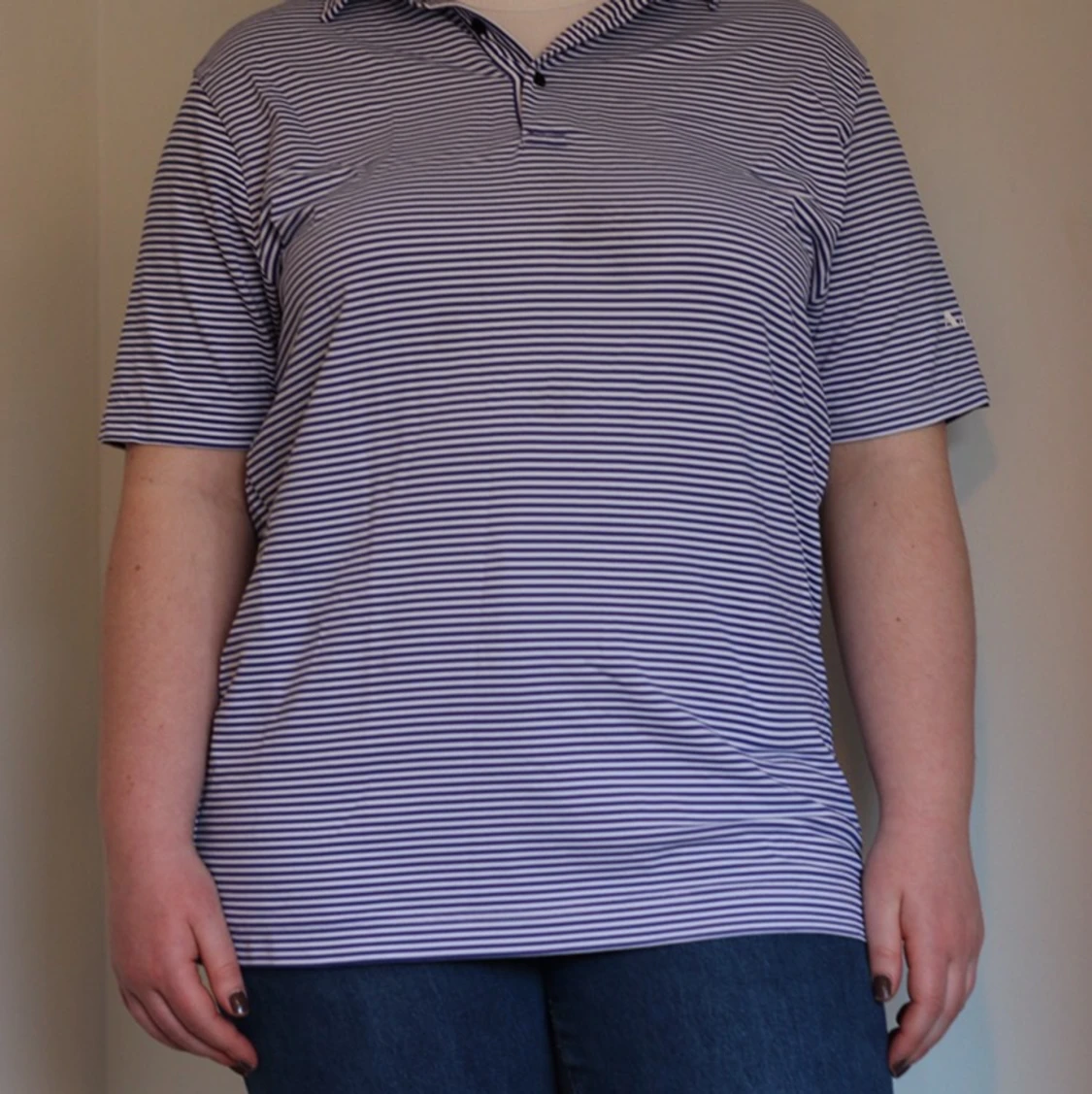 Randig oversized tröja med krage - 91