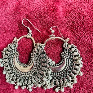 Earrings from India  Condition: New Material: silver colored stainless steel earrings 