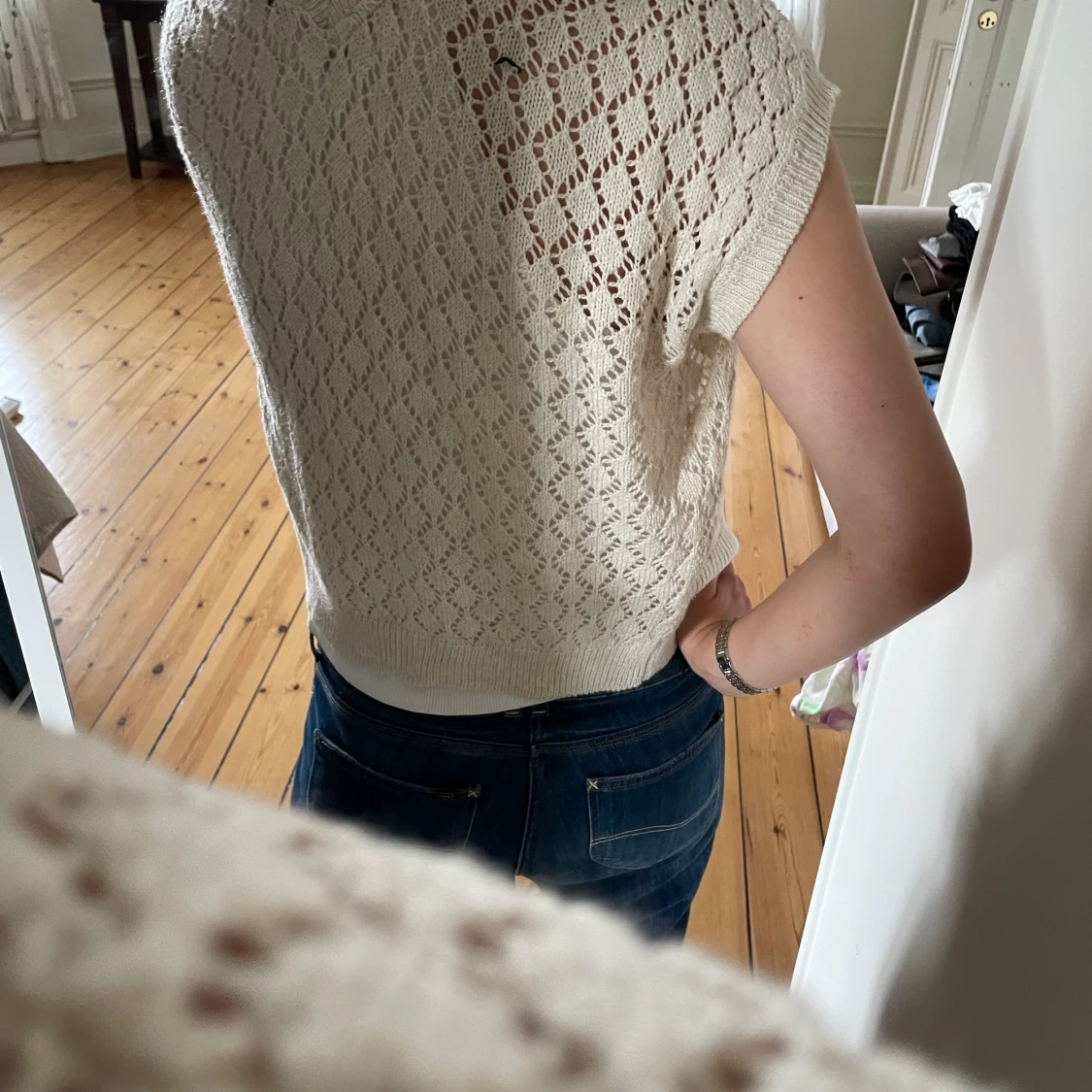 Stickad beige väst - 91