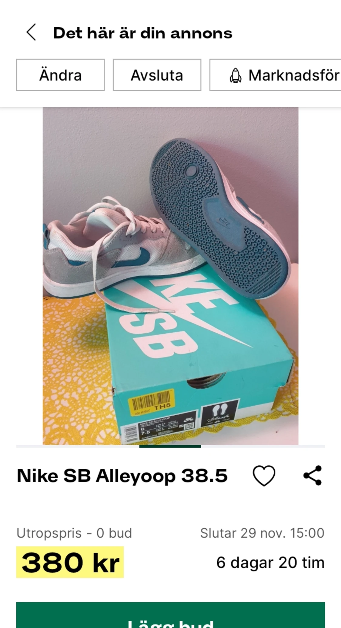 NIKE SB ALLEYOOP 38.5  - 90