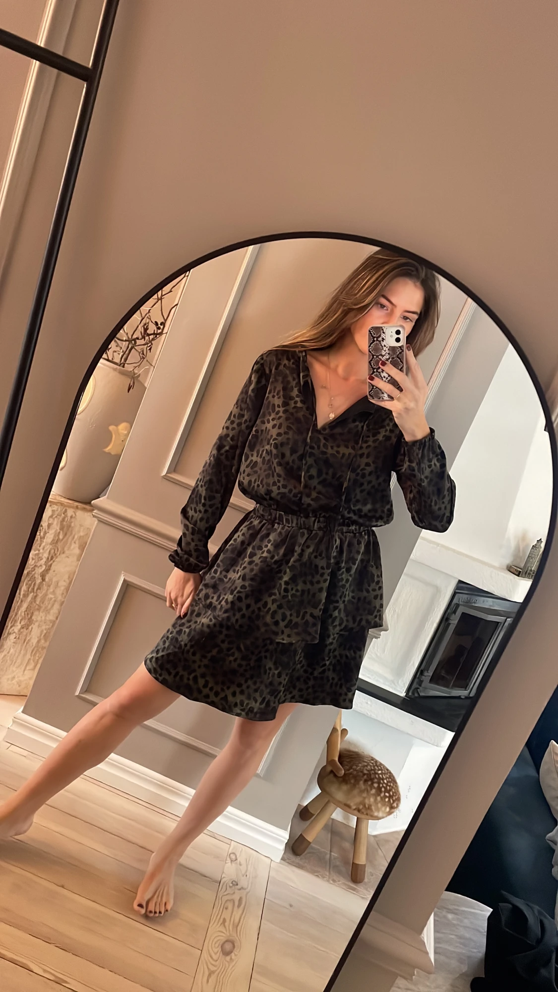 Mönstrad grön klänning