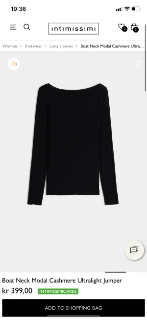 Intimissmi boat neck cachmir tröja i svart - Säljer denna helt nya inte ens provade svarta boat neck från intimissmi eftersom att jag fick fel order. Många var intresserade så startar en budgivning på 250kr. Den är i storlek s men väldig streachig. Köparen står för frakt.