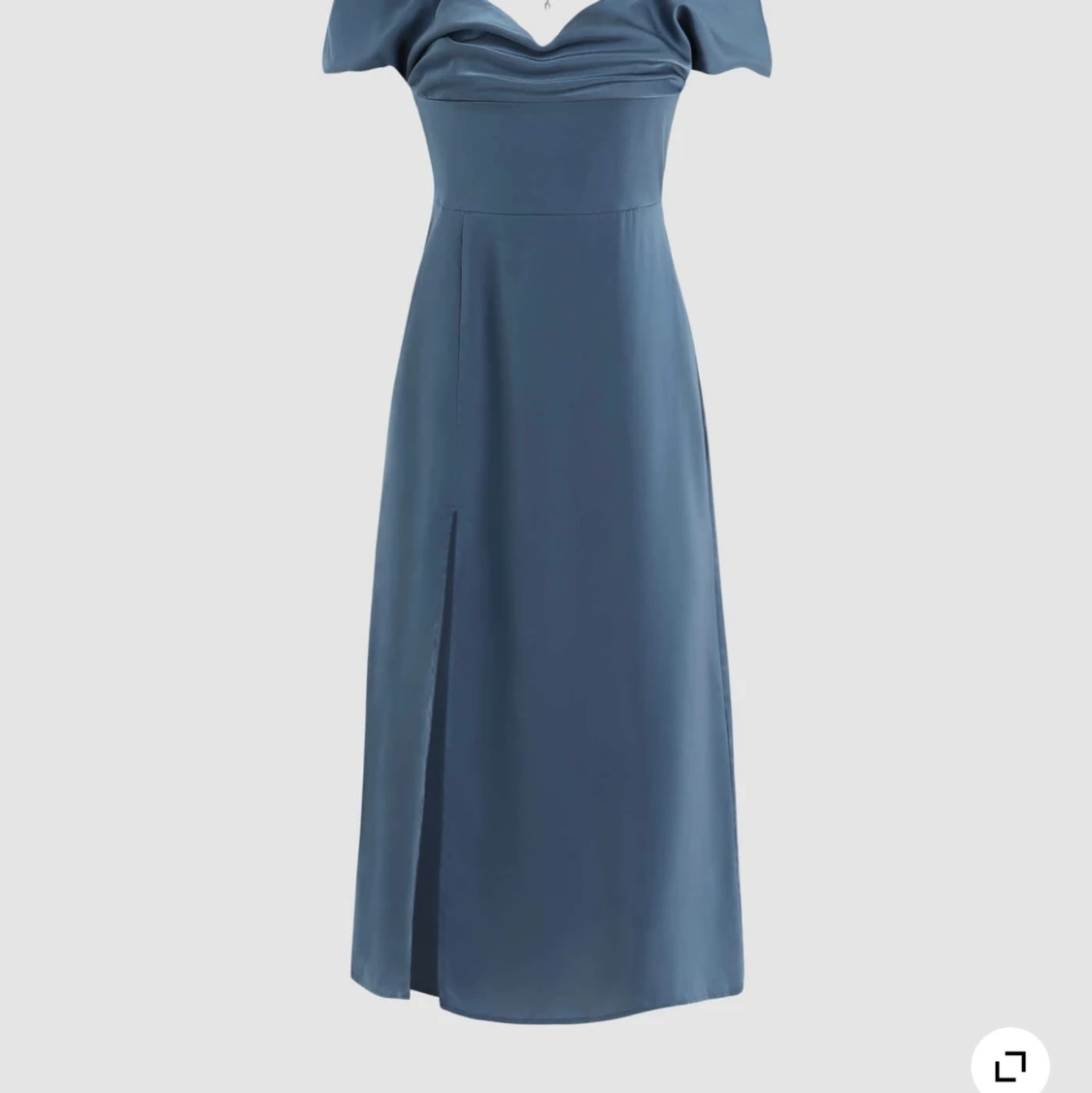 Solid cowl neck chain slit midi dress XL