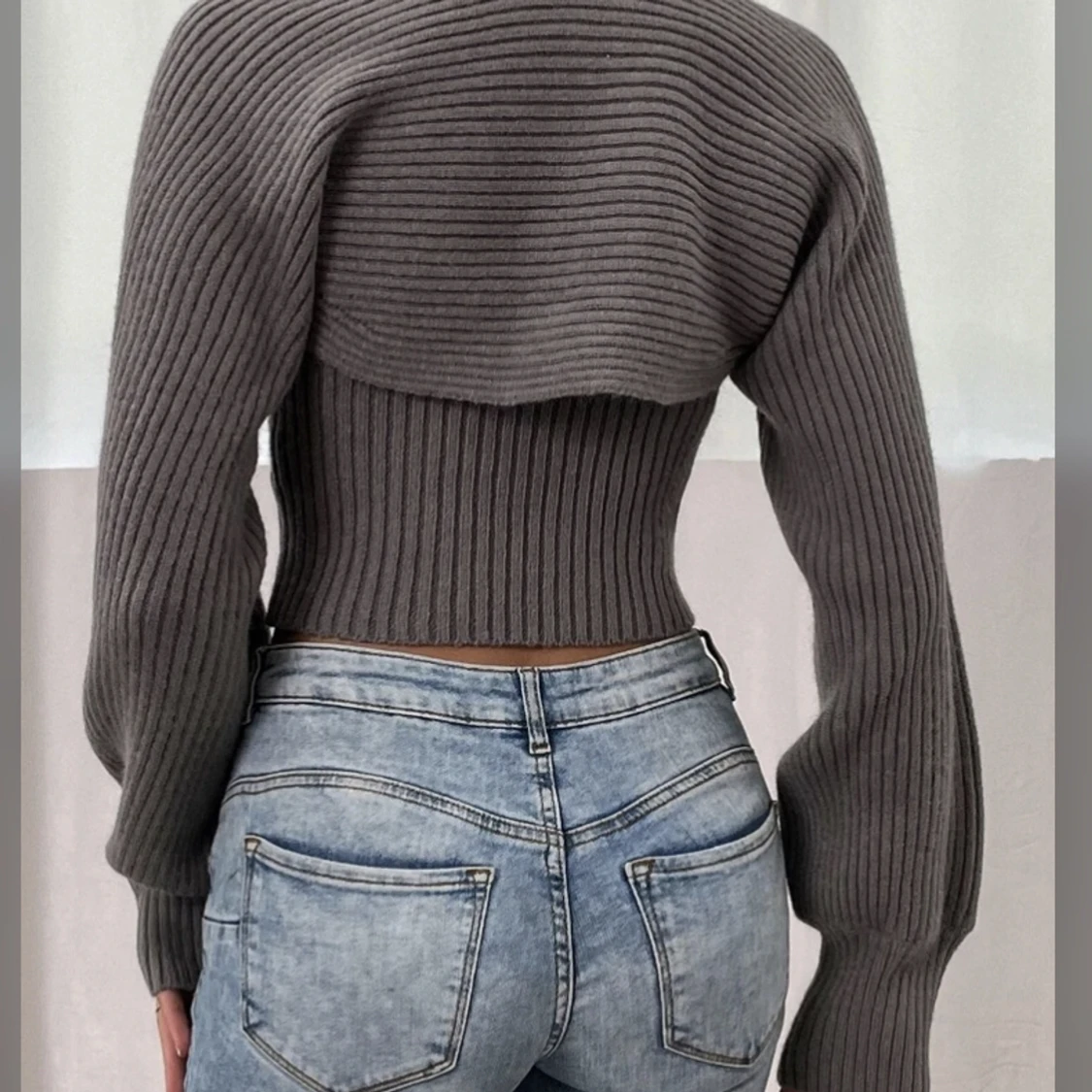 Stickad topp och armar set  - 90