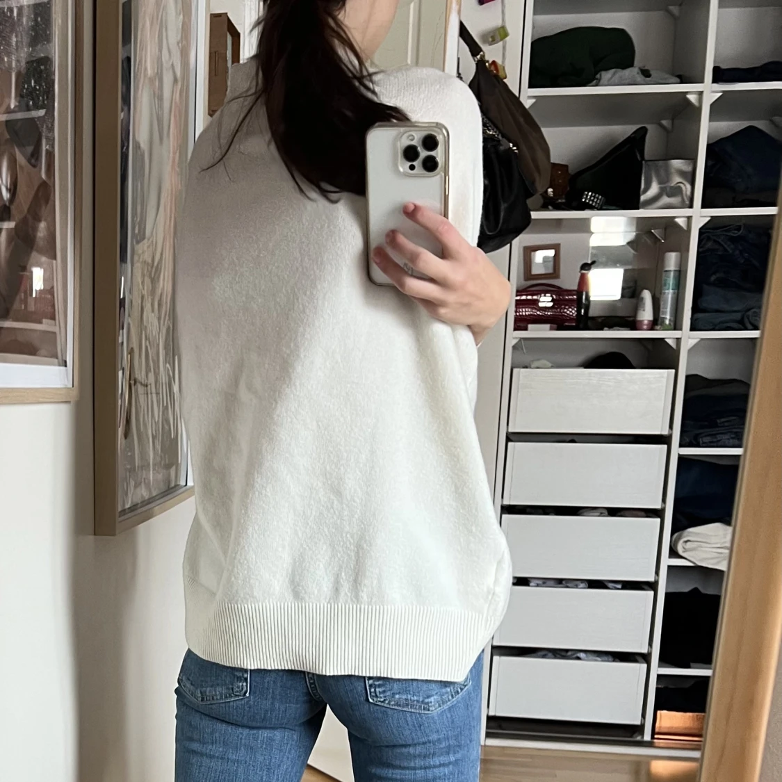 Vit stickad tröja/kofta från H&M - 90