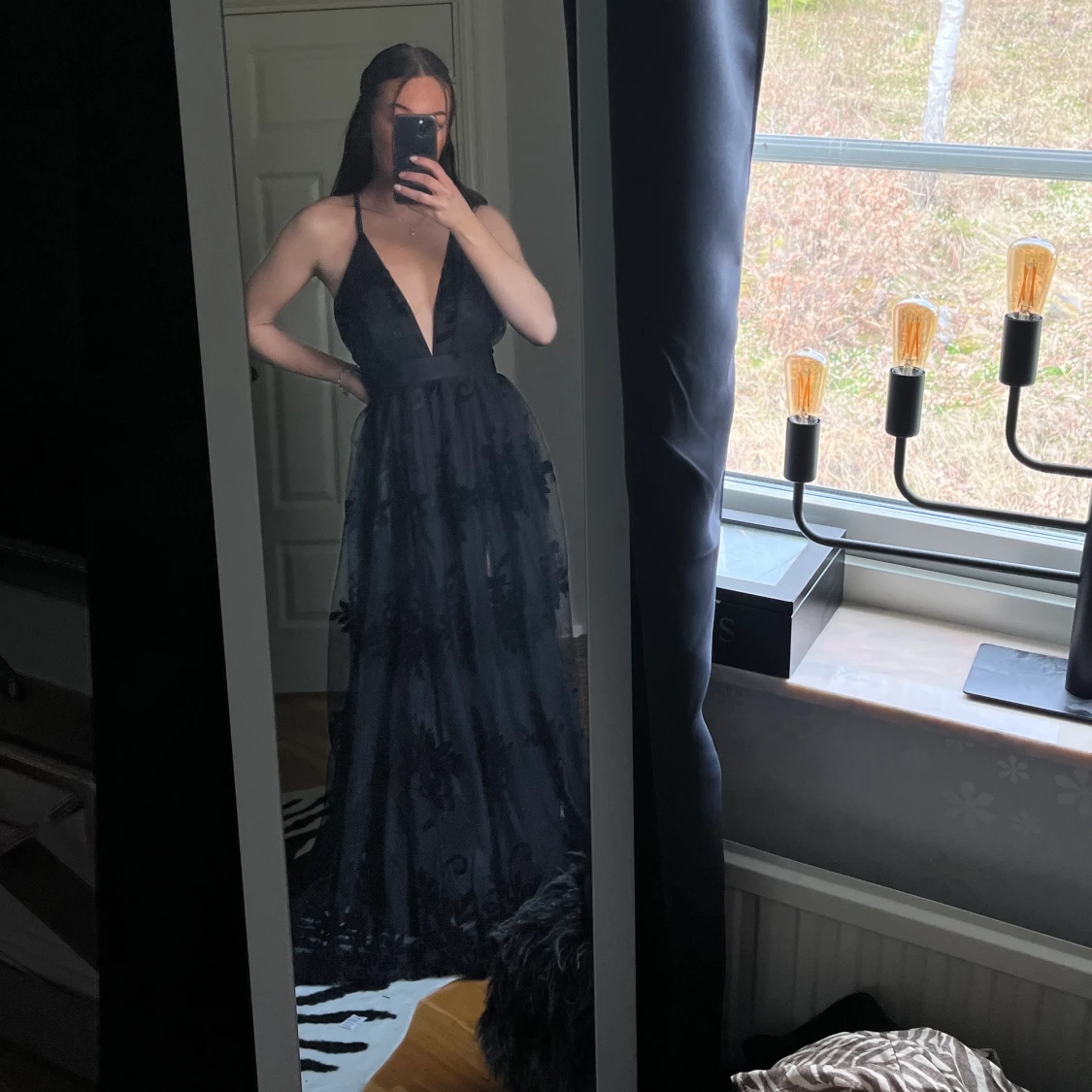 Svart mönstrad klänning