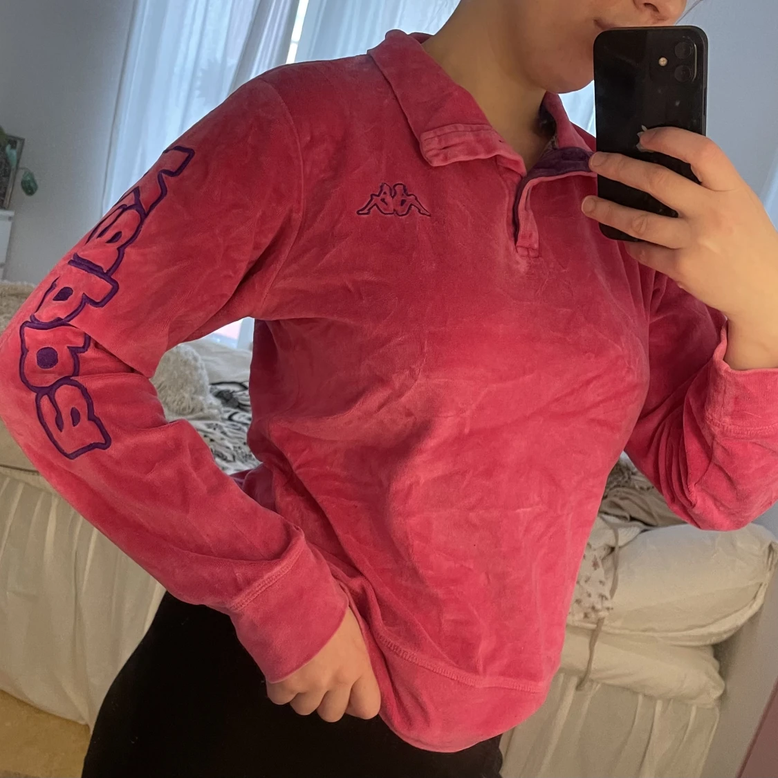 Rosa velourtröja - 90