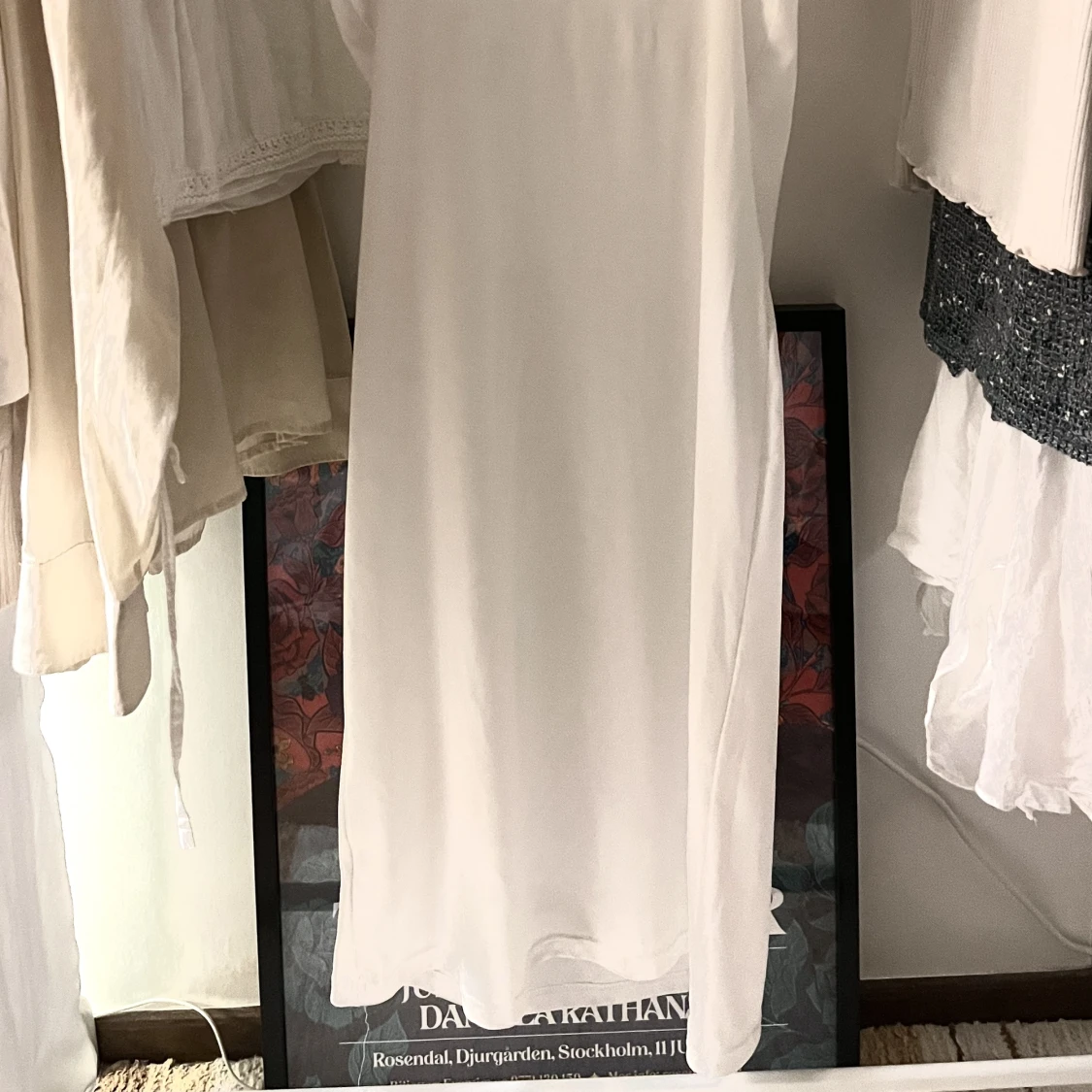 Vit långklänning strl L - 90