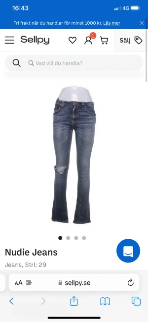 Nudie jeans  - Säljer minna Nudie jeans då det inte passa när jag köpte dom! Dom är i bra skick och skulle säga att dom passar något som har storlek 36/38💕