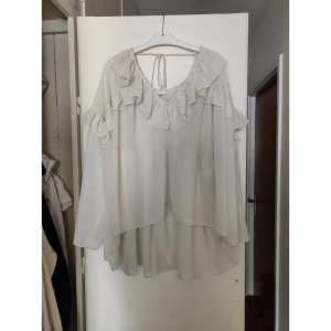 Blus med volang - Genomskinlig blus med volang från H&M strl XL