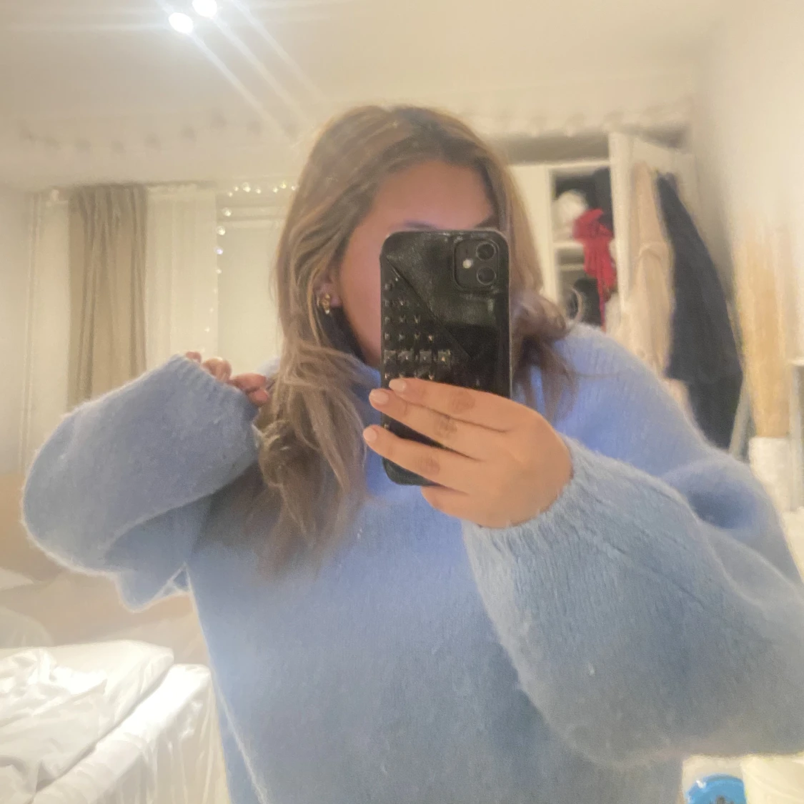  Blå stickad tröja  - 91