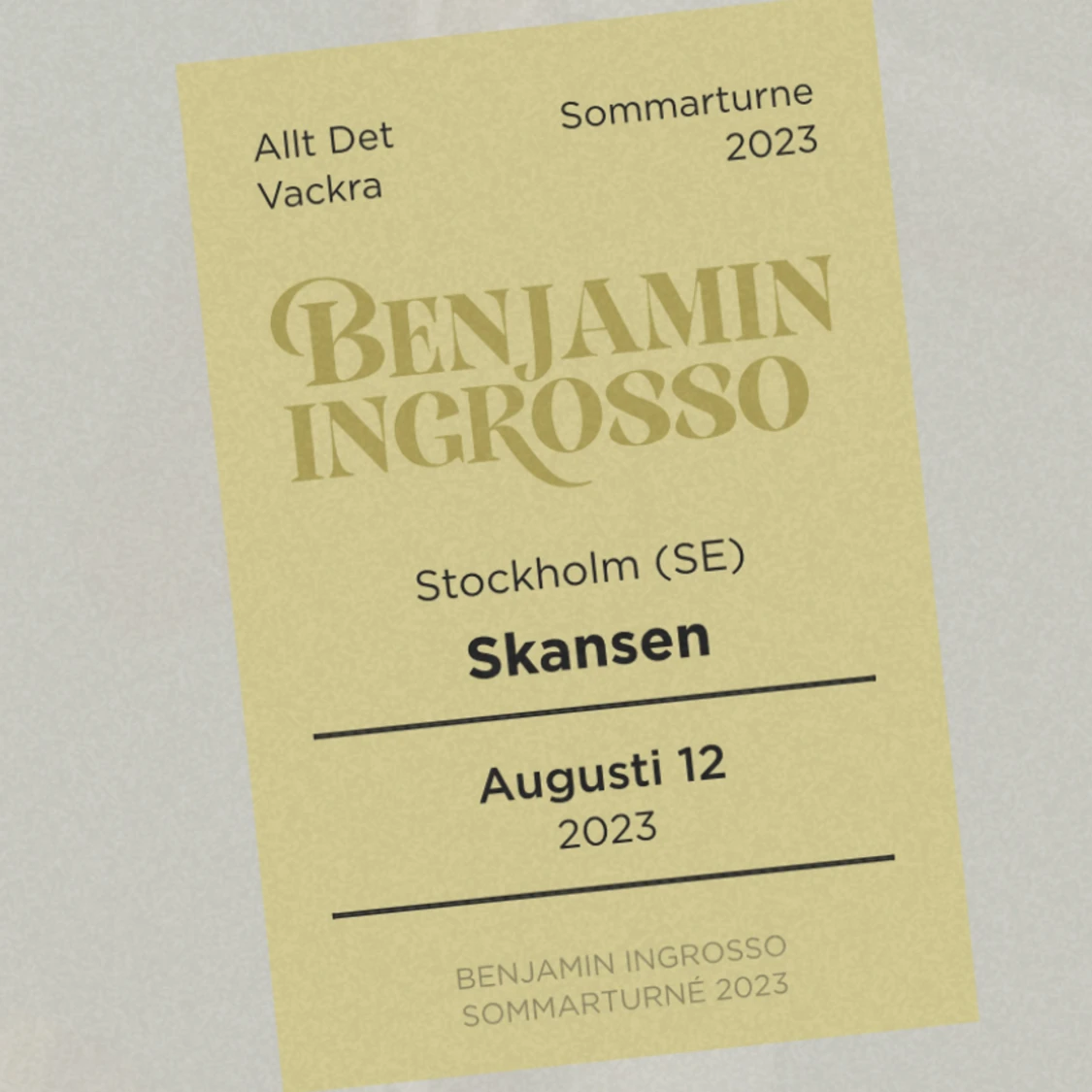 Benjamin Ingrosso konsert -Stockholm 