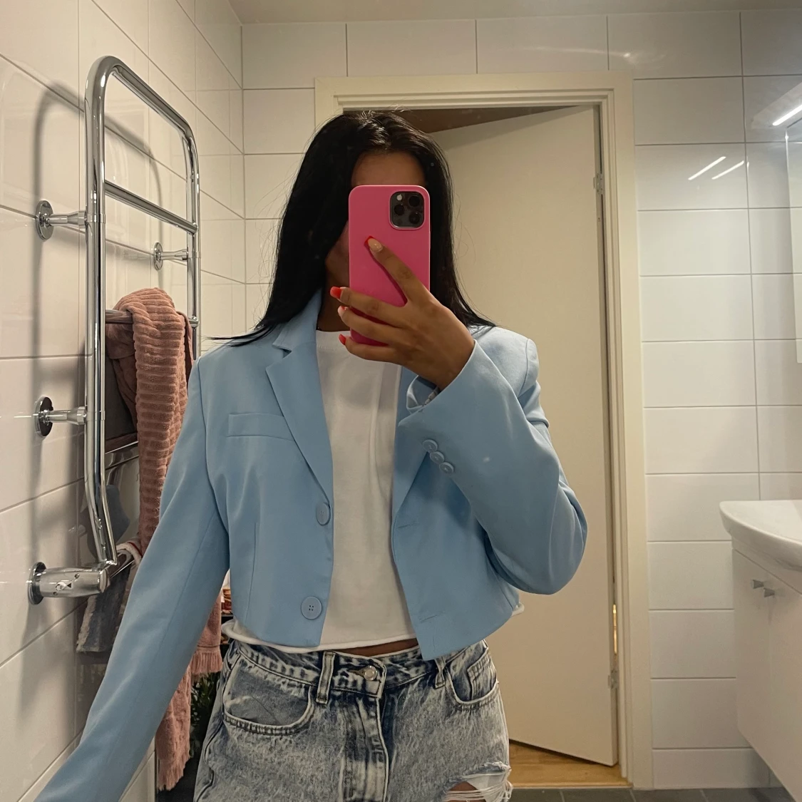 Blå croppad kavaj - 91