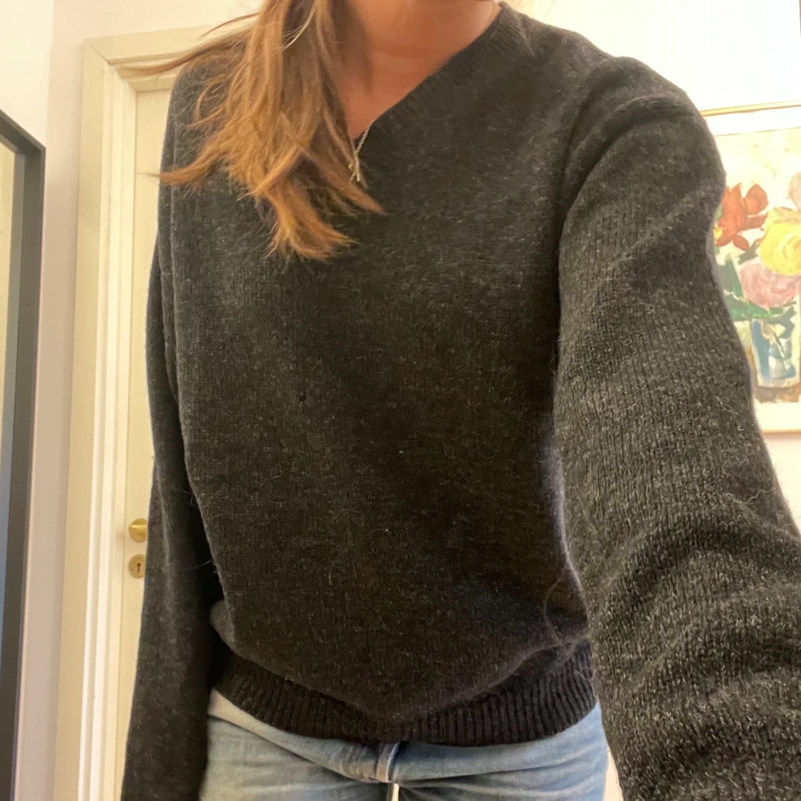 Grå Stickad tröja - 90