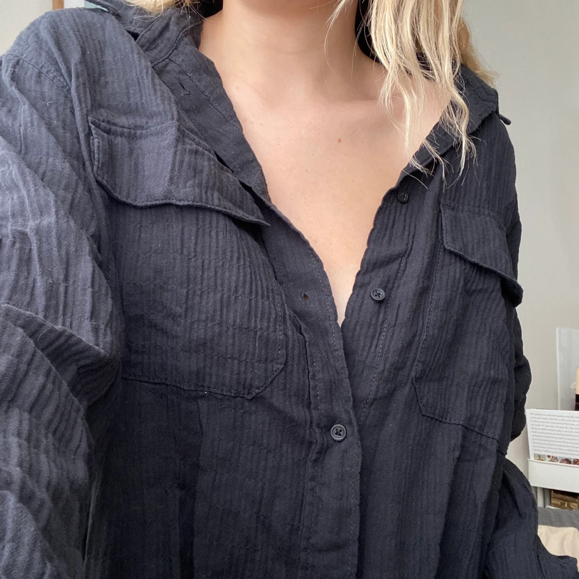 Marinblå bomullsskjorta - 91