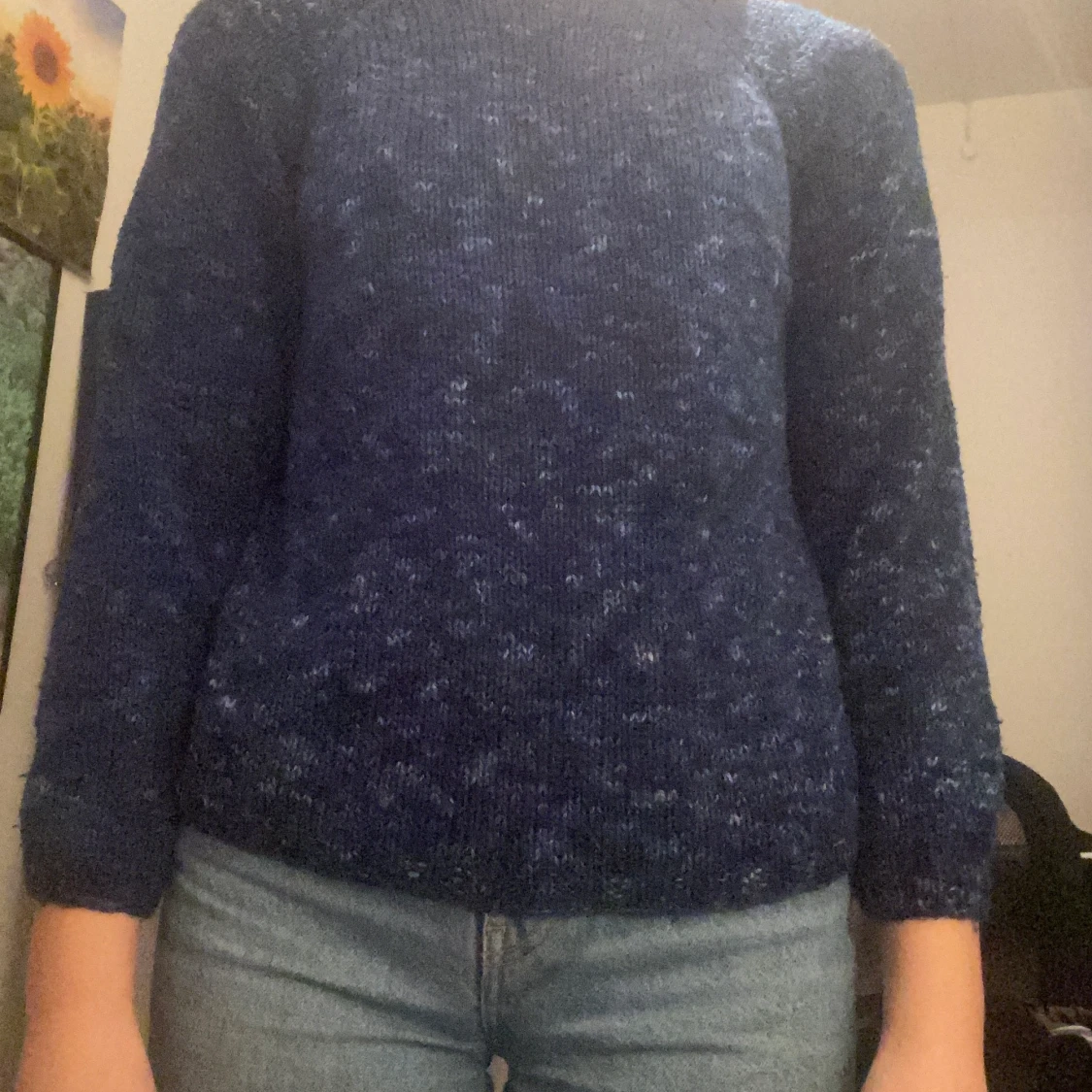Blå stickad tröja! - 91