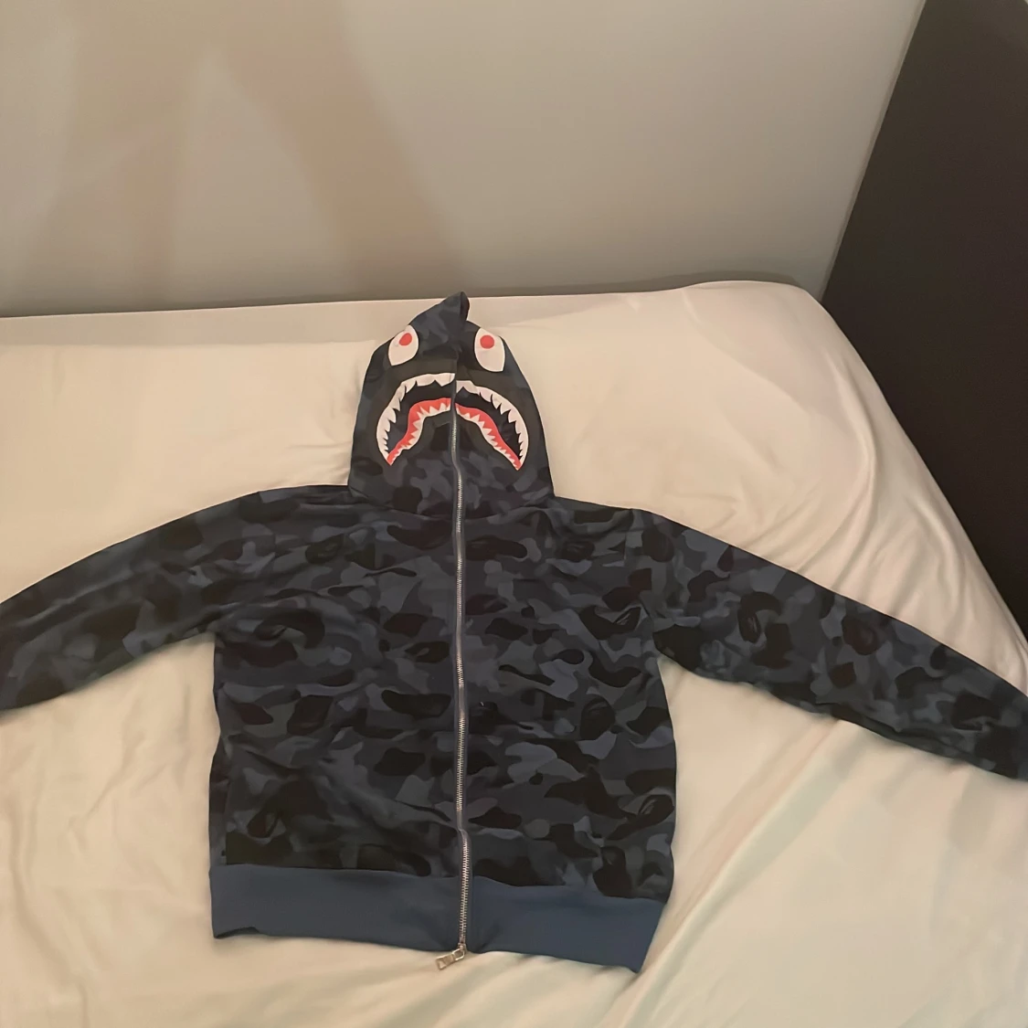 BAPE CAMO SHARK FULL ZIP HOODIE BLUE - 90
