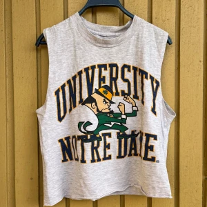 Notre Dame avklippt graphic tee -  Notre Dame avklippt graphic tee. Köpt second hand, tidigare ägare har klippt av armar och nedre delen på en t-shirt för att göra ett linne i street style. Fin vintagekvalitet!