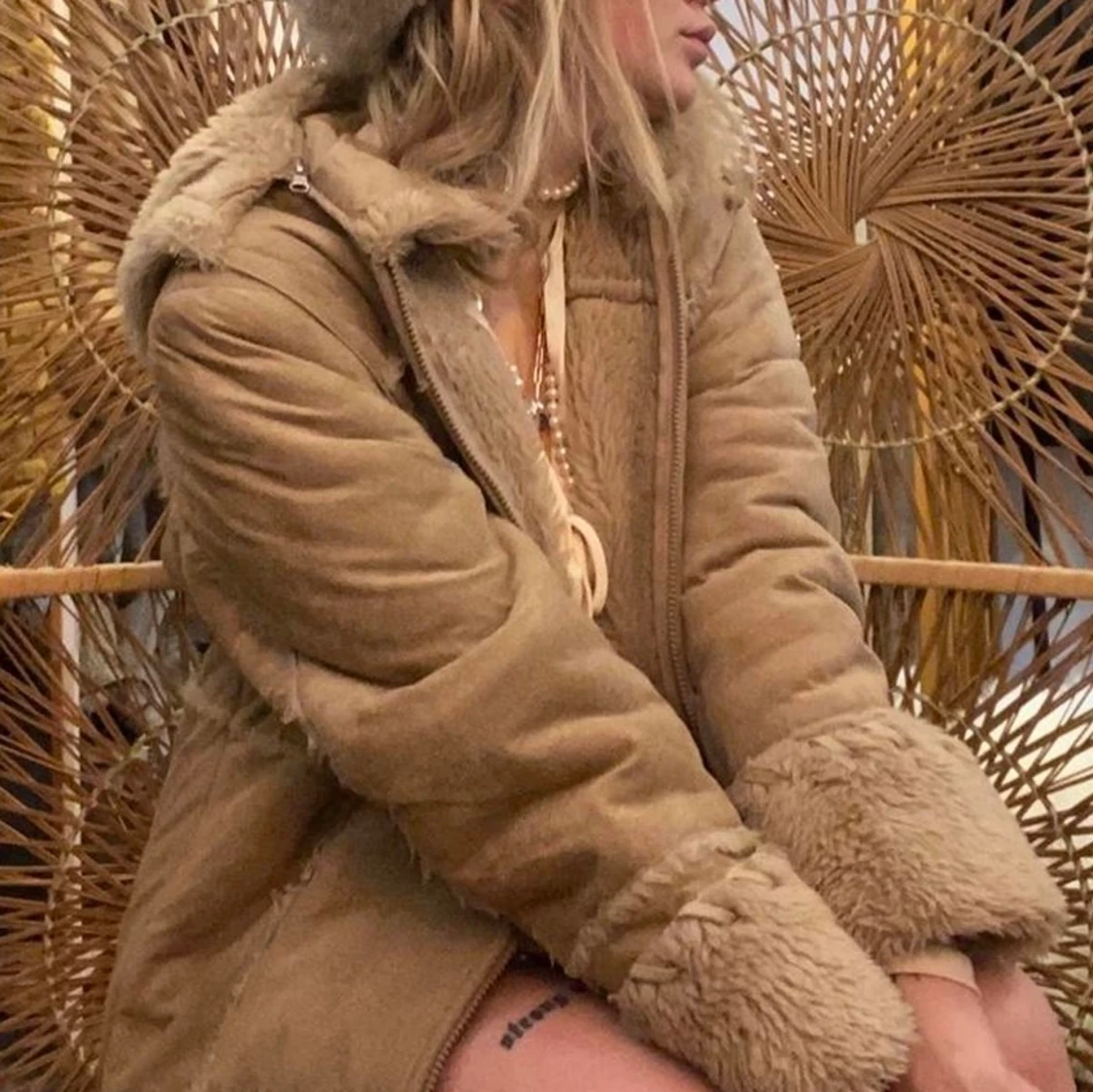 Varm lång pälskappa - 91