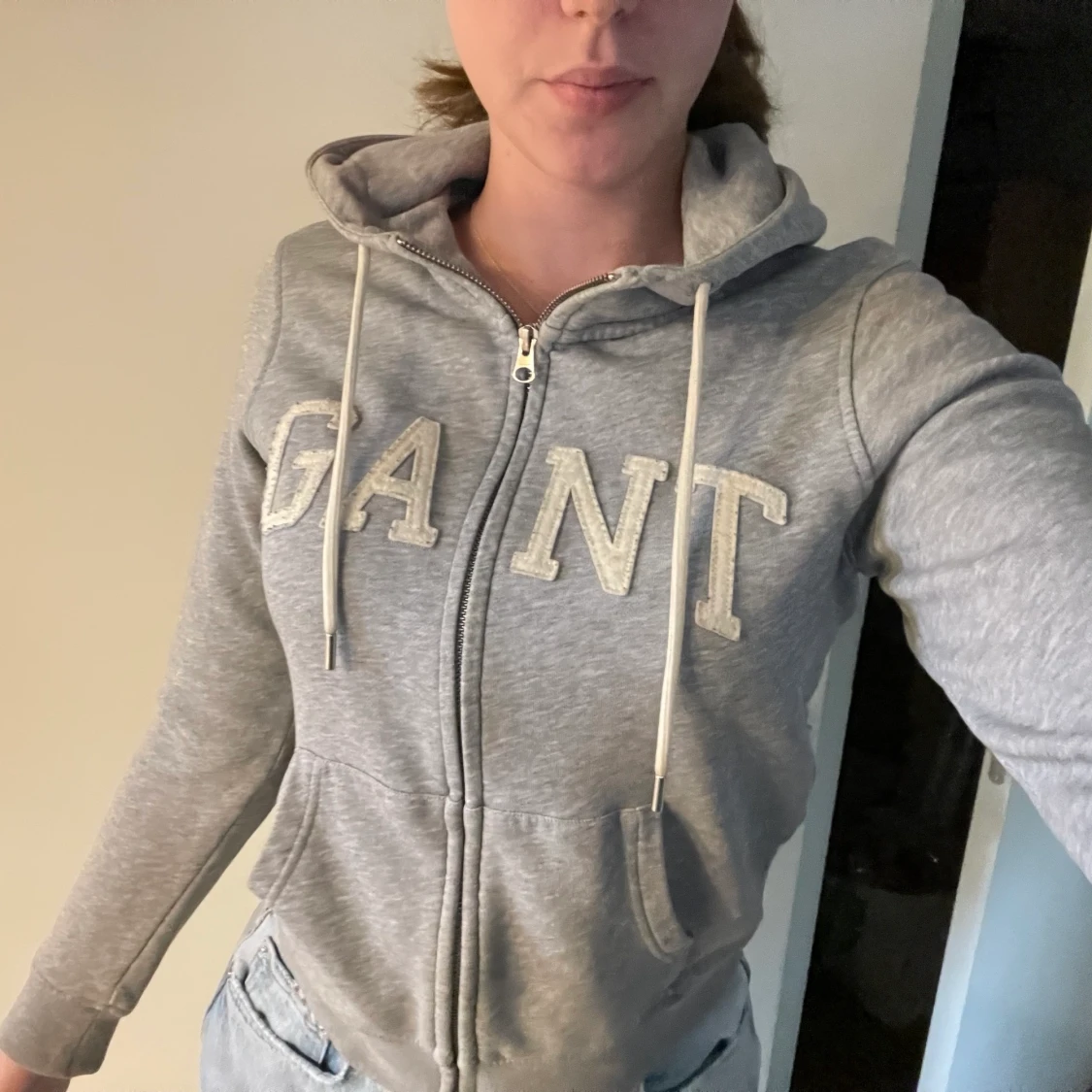 Gant hoodie, grå & vit 