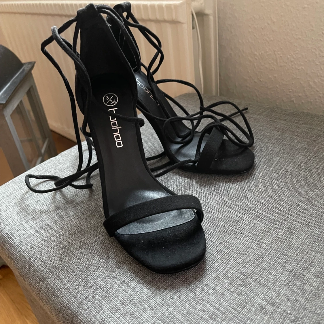 klackskor med snörning, svarta, storlek:36