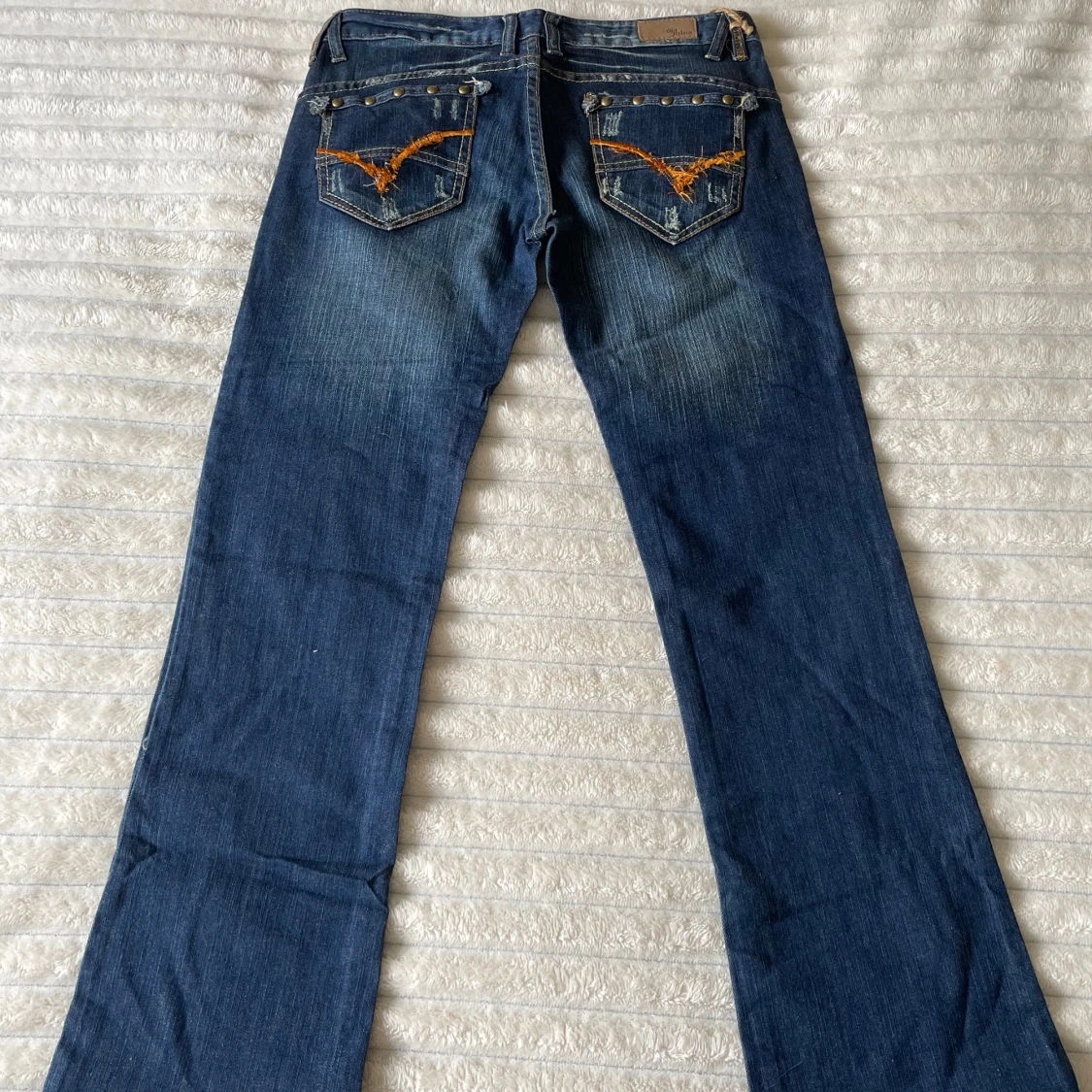 Blå lågmidjade bootcut jeans - 3