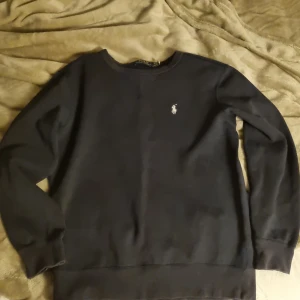 Svart tröja från Polo Ralph Lauren - Säljer en stilren svart tröja från Polo Ralph Lauren med det klassiska broderade logotypen på bröstet. Tröjan har långa ärmar och en rund halsringning. Perfekt för en avslappnad och snygg look.