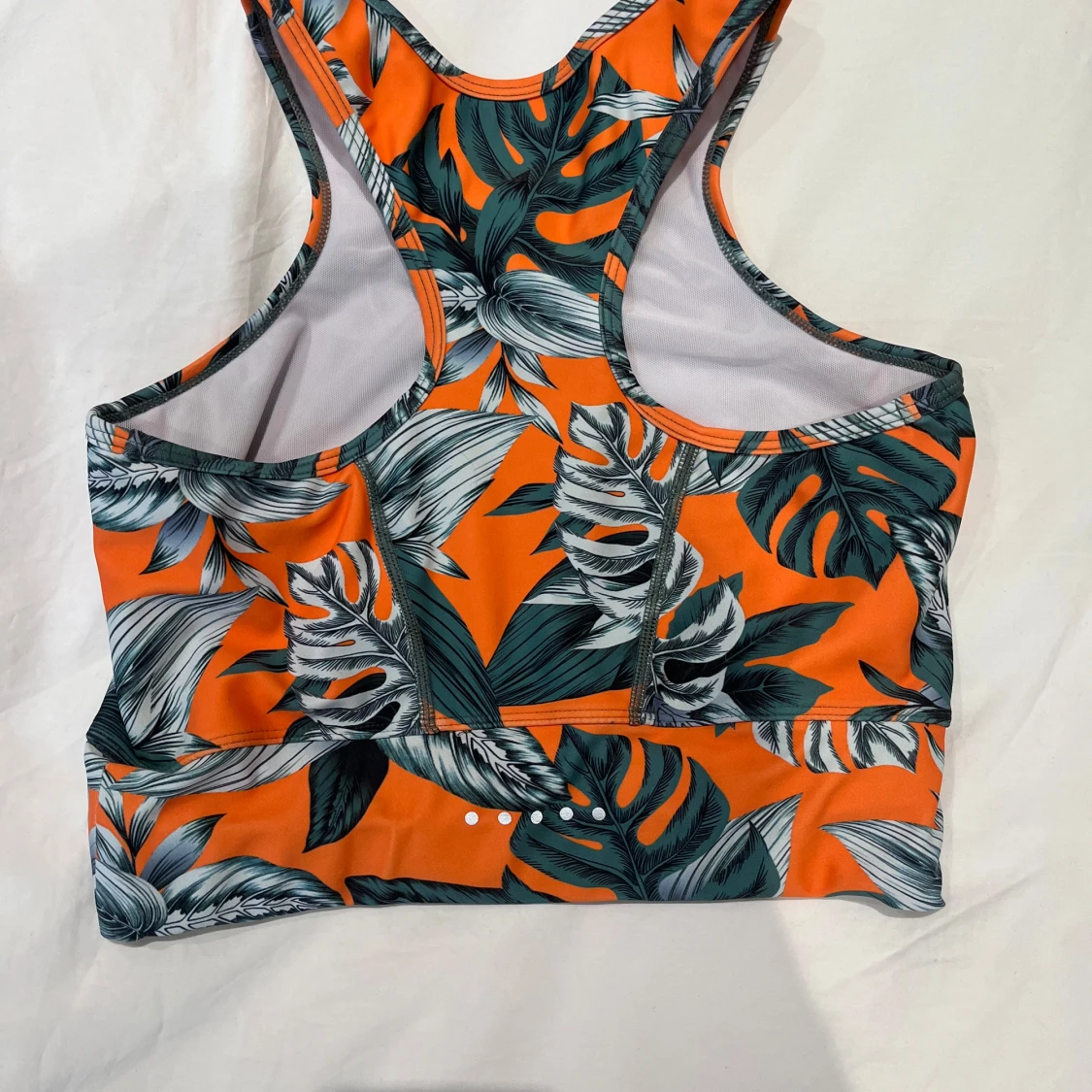 Orange mönstrat träningsset med gröna blad - 2