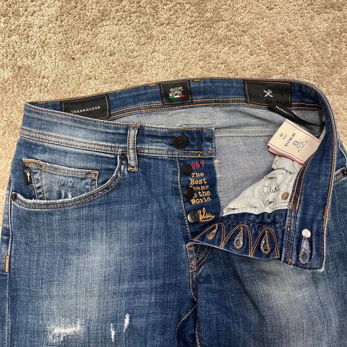 Tramarossa blå slitna jeans (slim fit) - 1