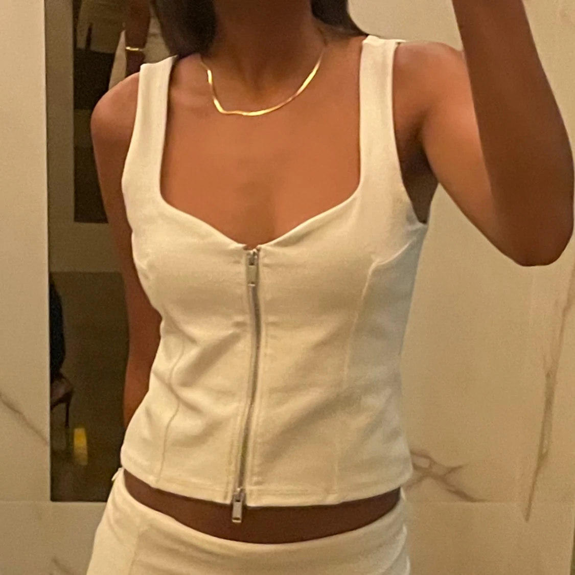 Vit korsett-topp med dragkedja - 1
