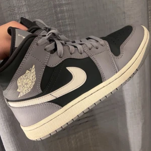 Nike Air Jordans i grått och svart - Snygga Jordans 1  i en stilren kombination av grått och svart.