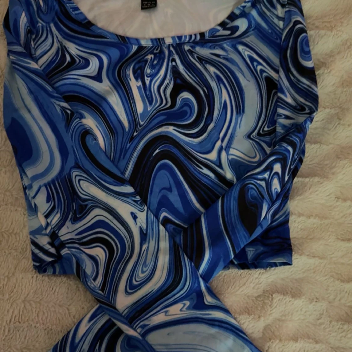 Blå mönstrad långärmad tröja från SHEIN