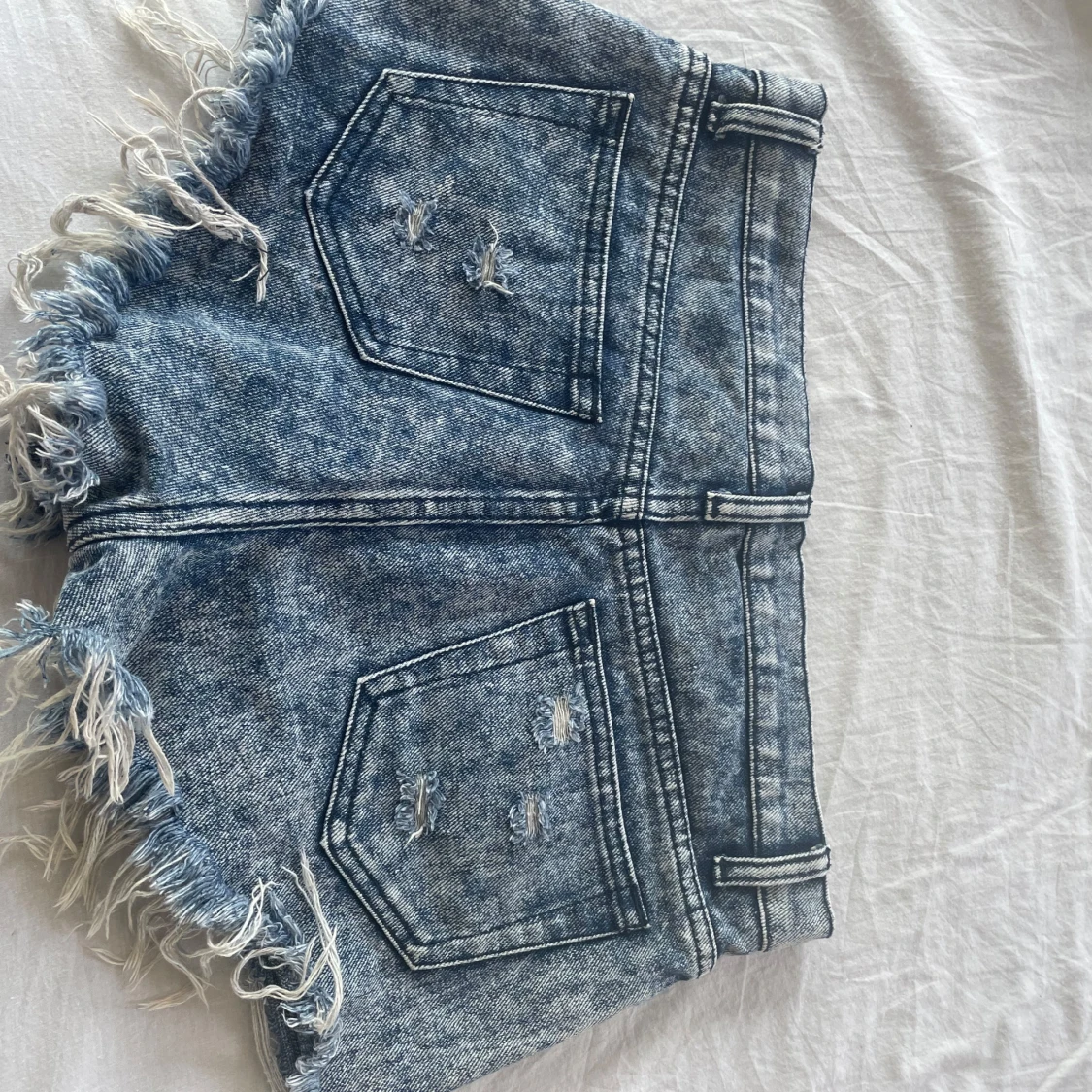 Jeansshorts med USA-flagga och fransar - 2