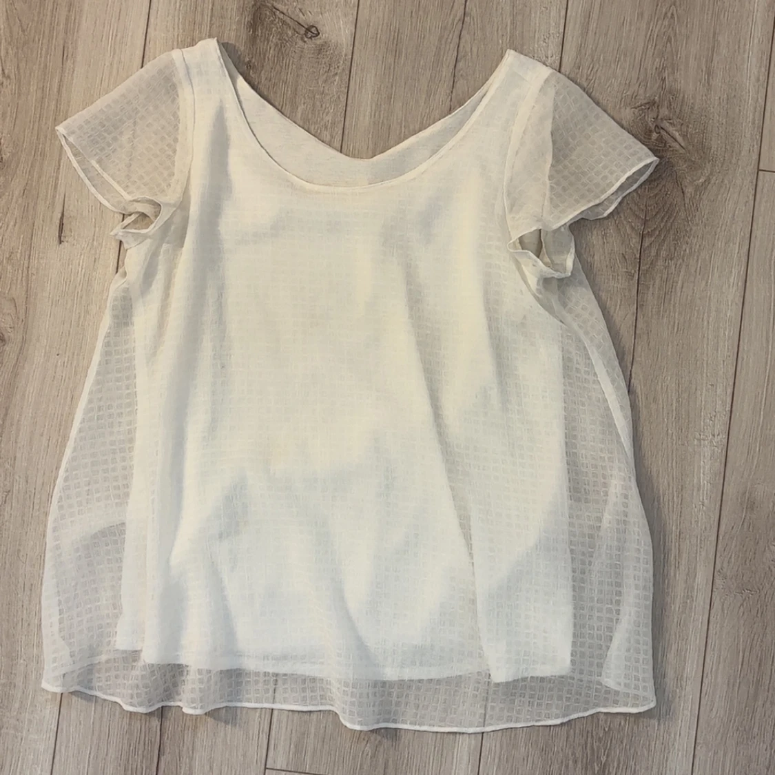 Vit transparent blus med kort ärm - 1