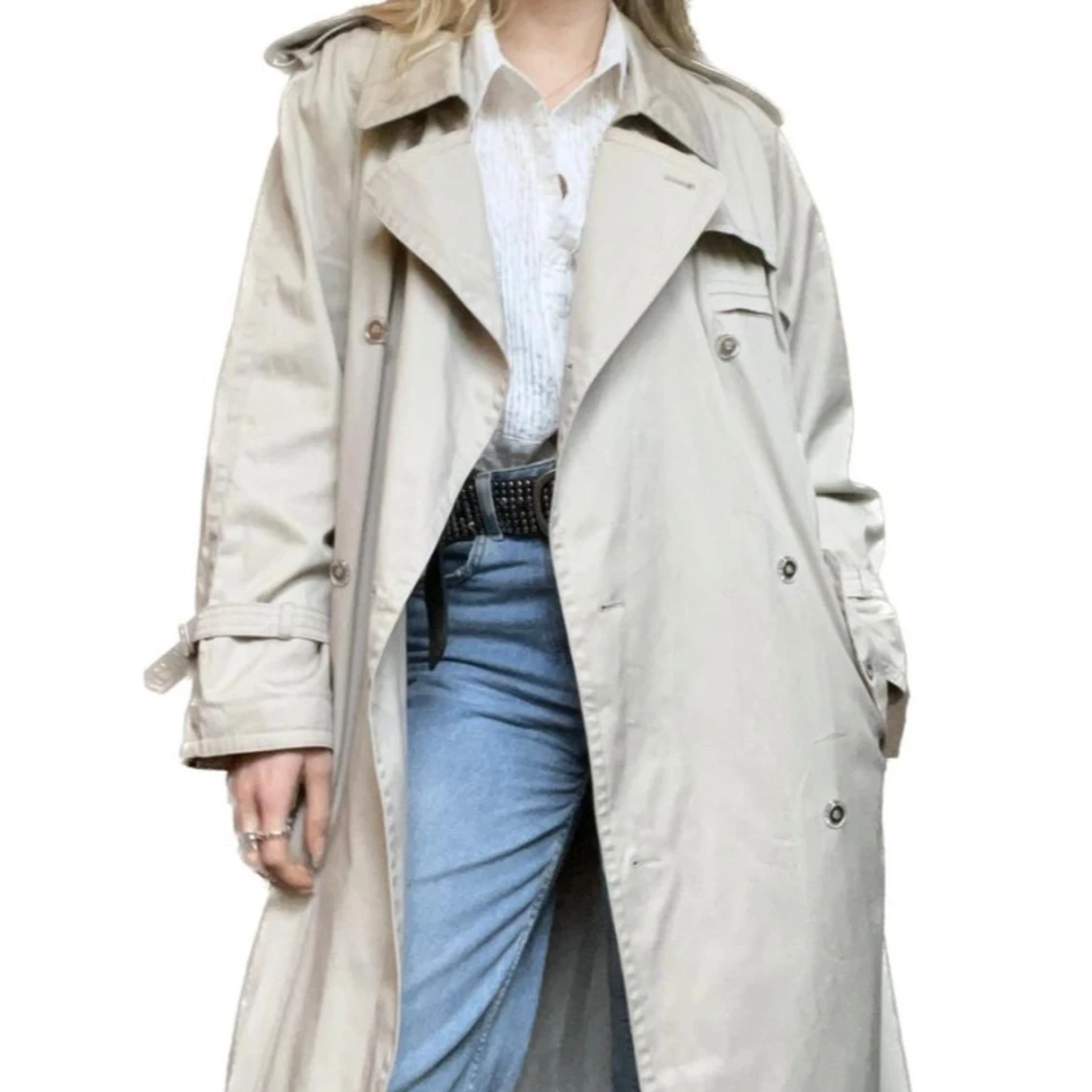 Beige trenchcoat med coolt foder - 1