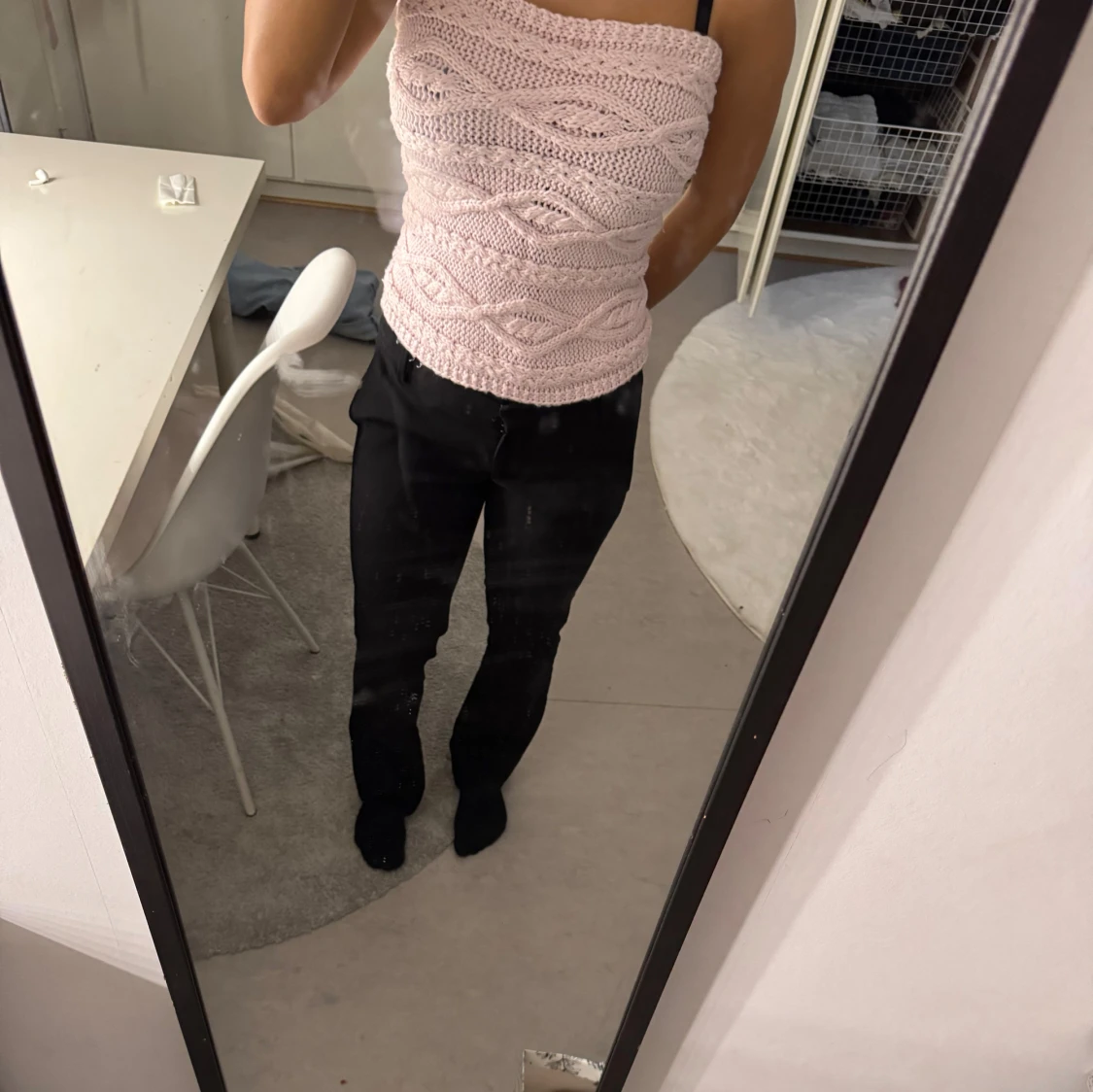 Stickad ljusrosa tubtopp