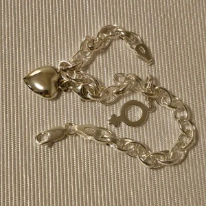 925 Silverarmband - Armbandet och ena berlocken i 925 silver (ej hjärtat). Ej använt, asken medföljer :)