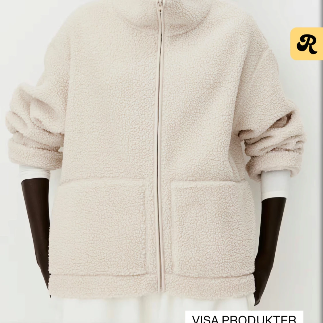 Beige teddyjacka med dragkedja