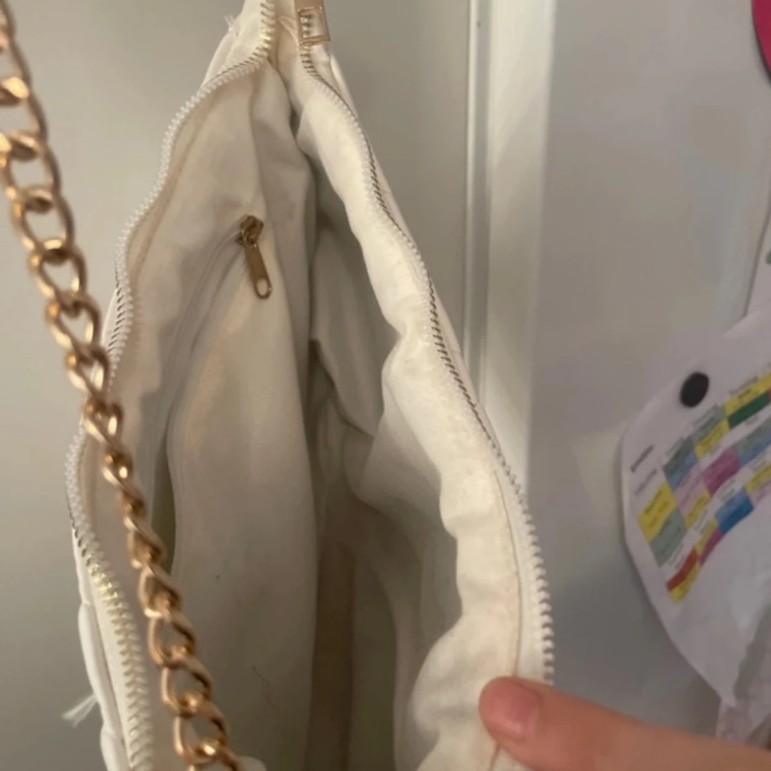 Vit quiltad axelväska - 2