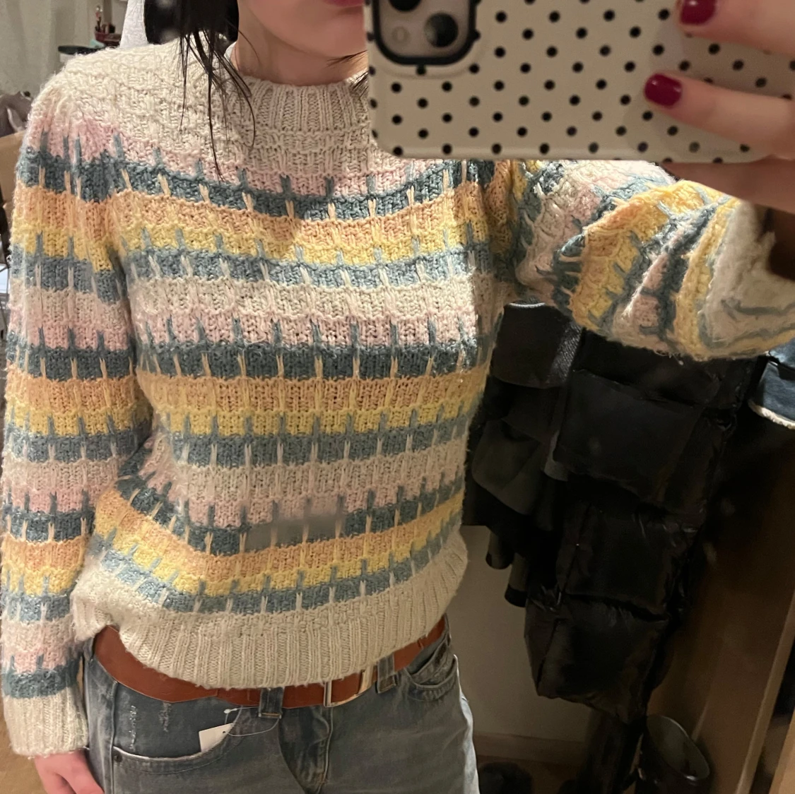 Flerfärgad stickad tröja - 1
