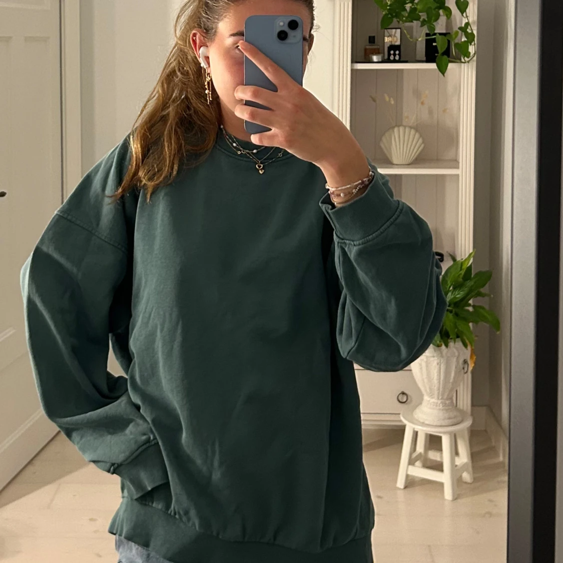 Mörkgrön oversized sweatshirt - 1
