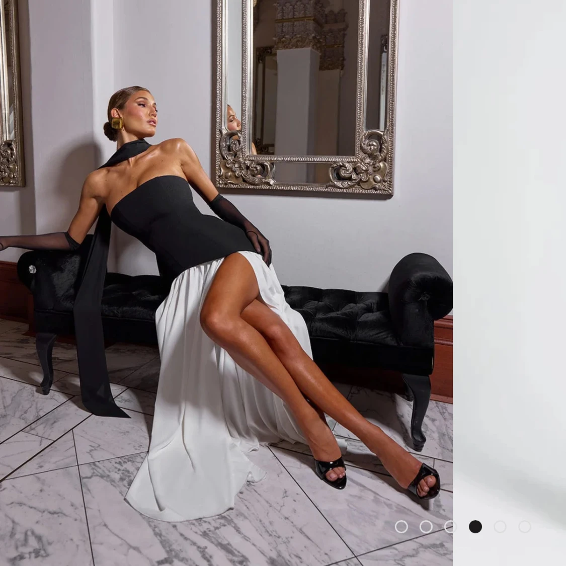 Svartvit långklänning med slits - 2