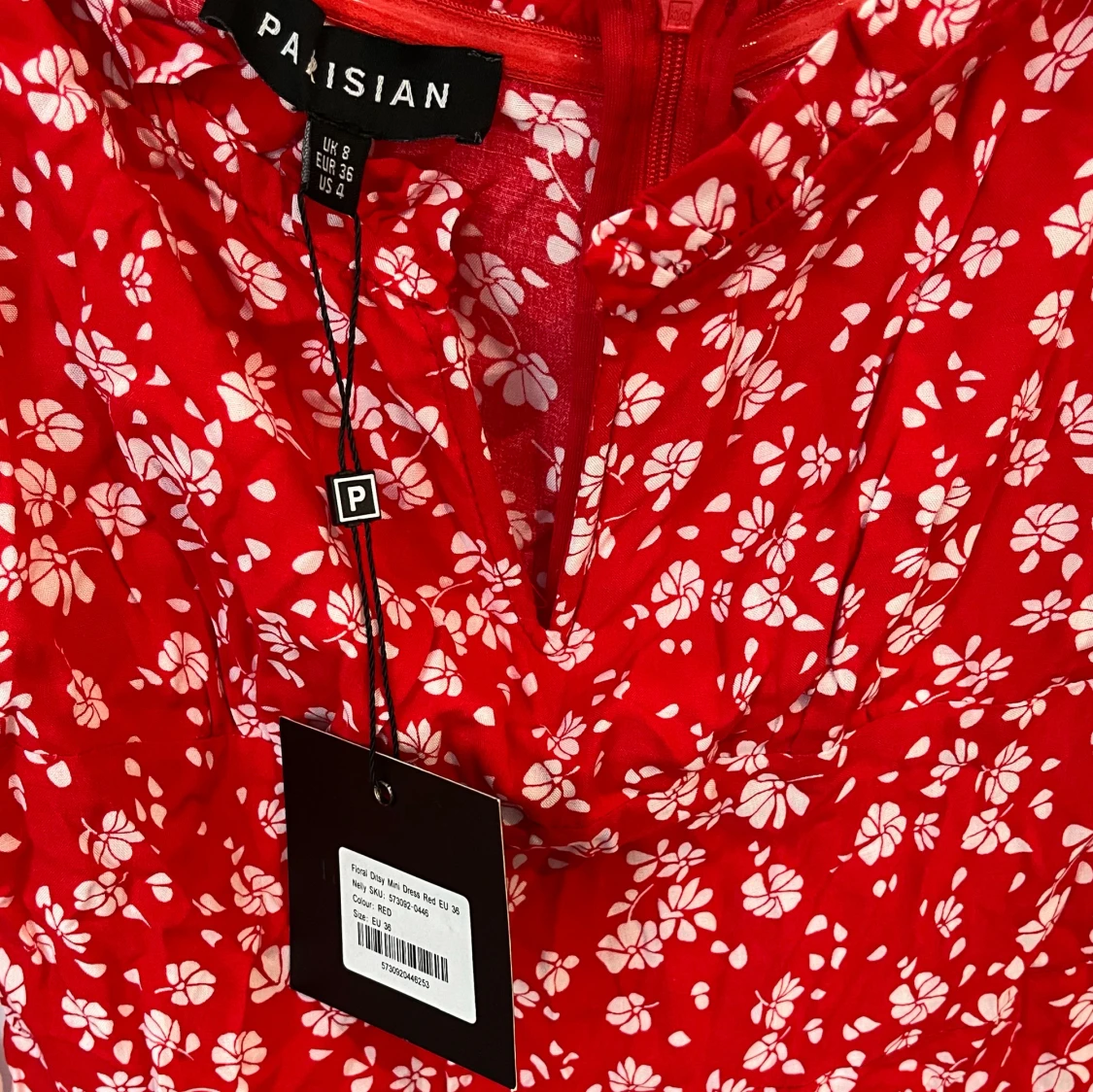 Röd blommig klänning från Parisian - 3