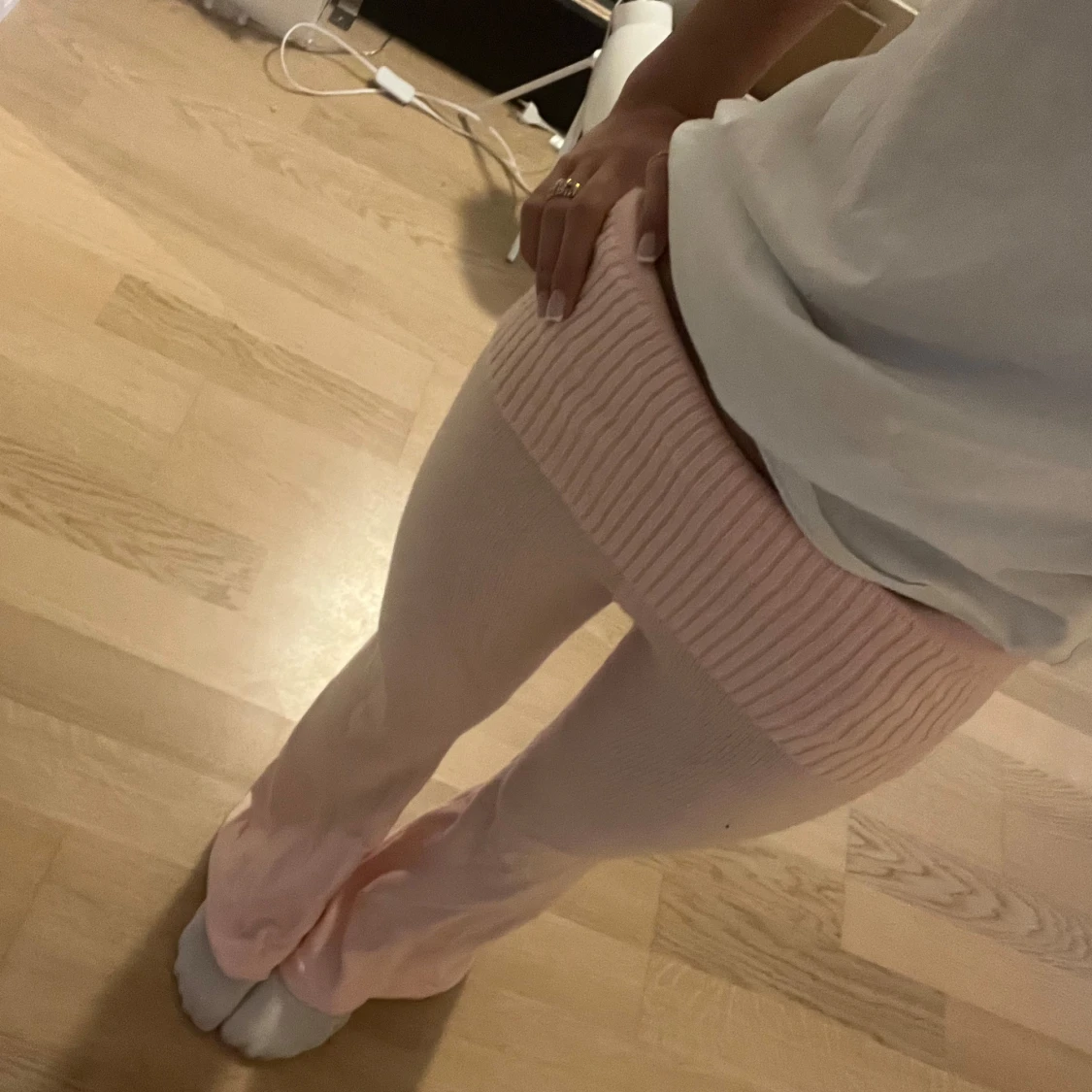 Bootcut stickad byxor - 1