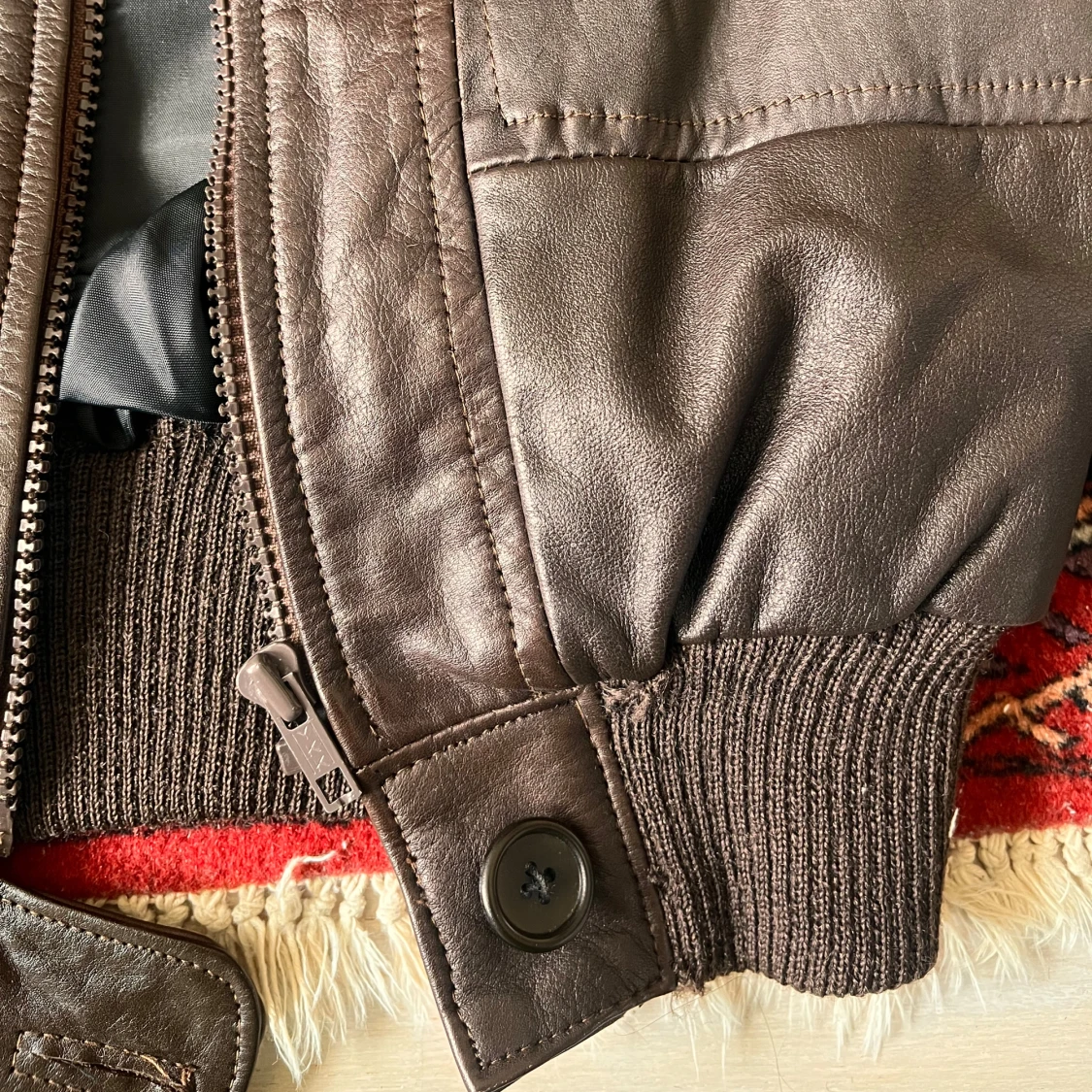 Brun läderjacka xs/s - 4