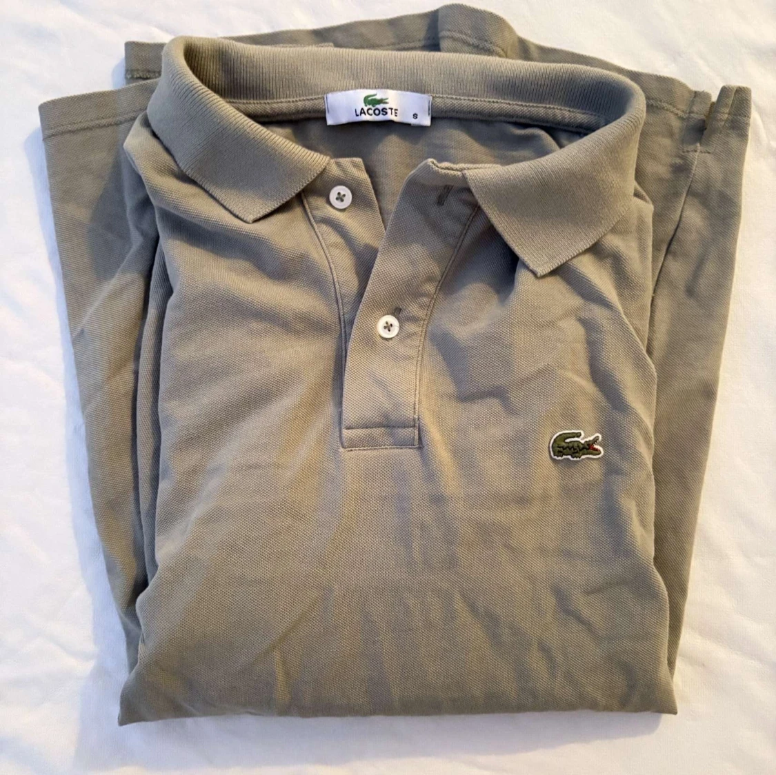 Grå Lacoste pikétröja i bomull - 2