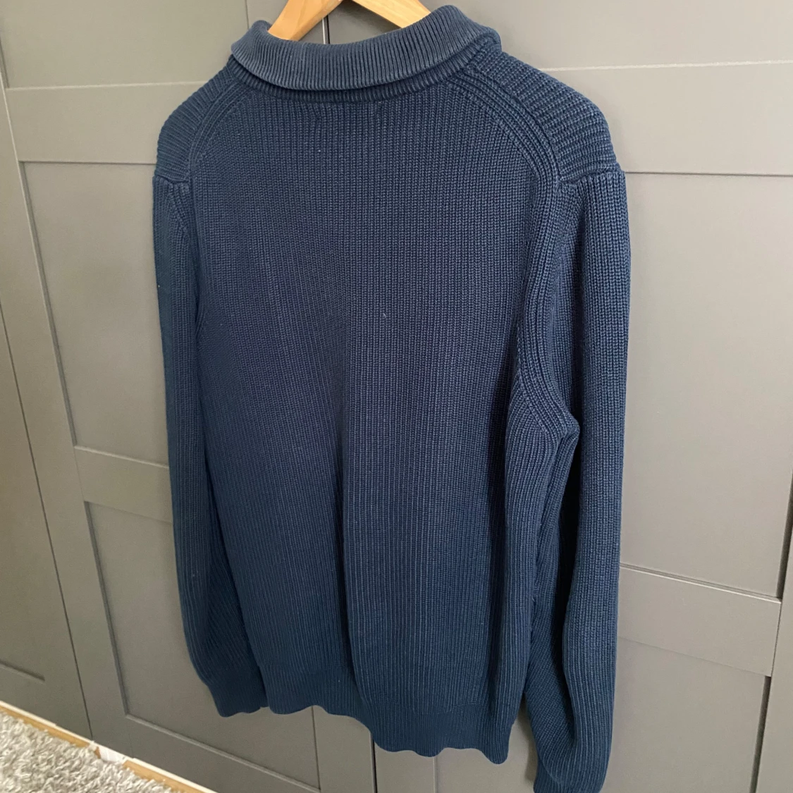 Blå stickad half zip-tröja från Zara - 1