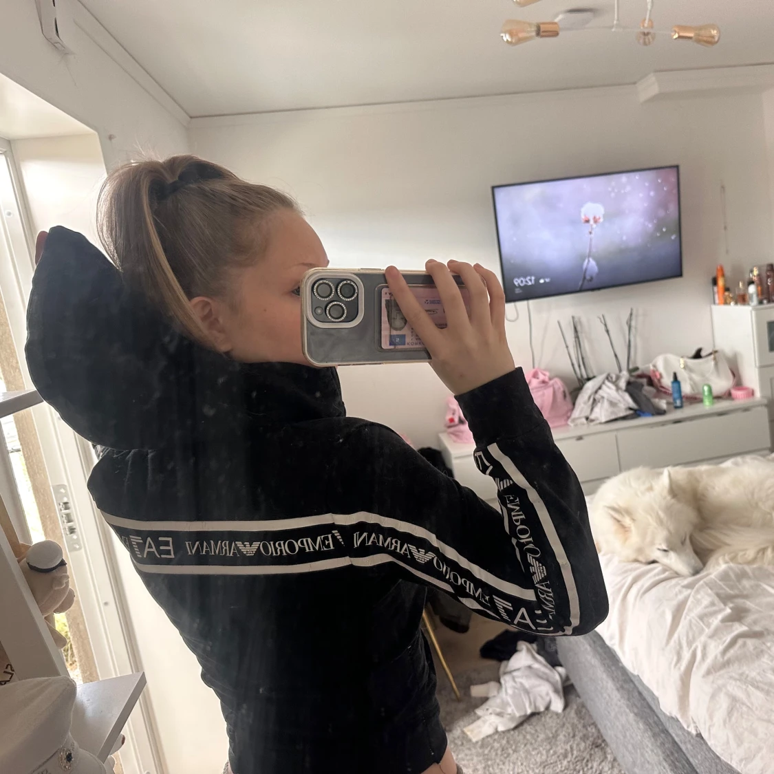 Svart EA7 hoodie med dragkedja - 1