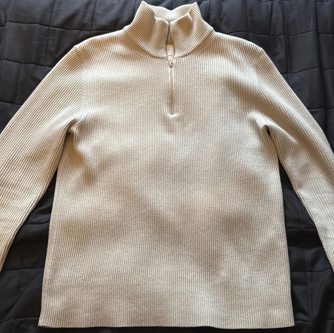 Beige stickad half zip från Jack & Jones