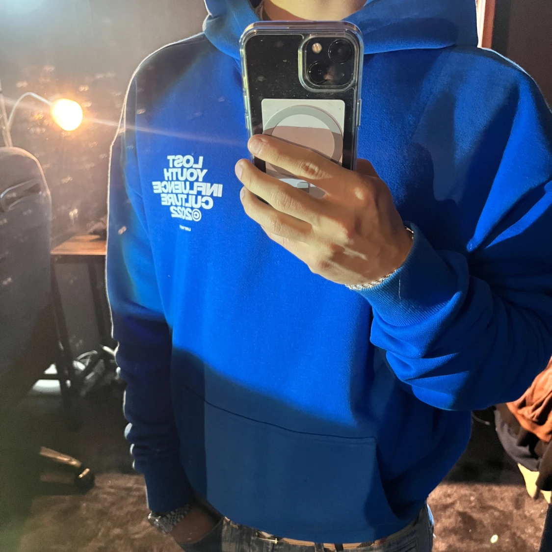 Blå hoodie Lost Youth Influence Culture - 3